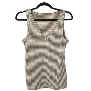 White and Black Old Navy Women's Striped Rib-Knit V-Neck Tank Top